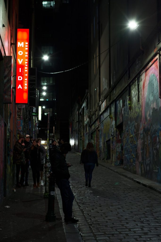 city laneway at night