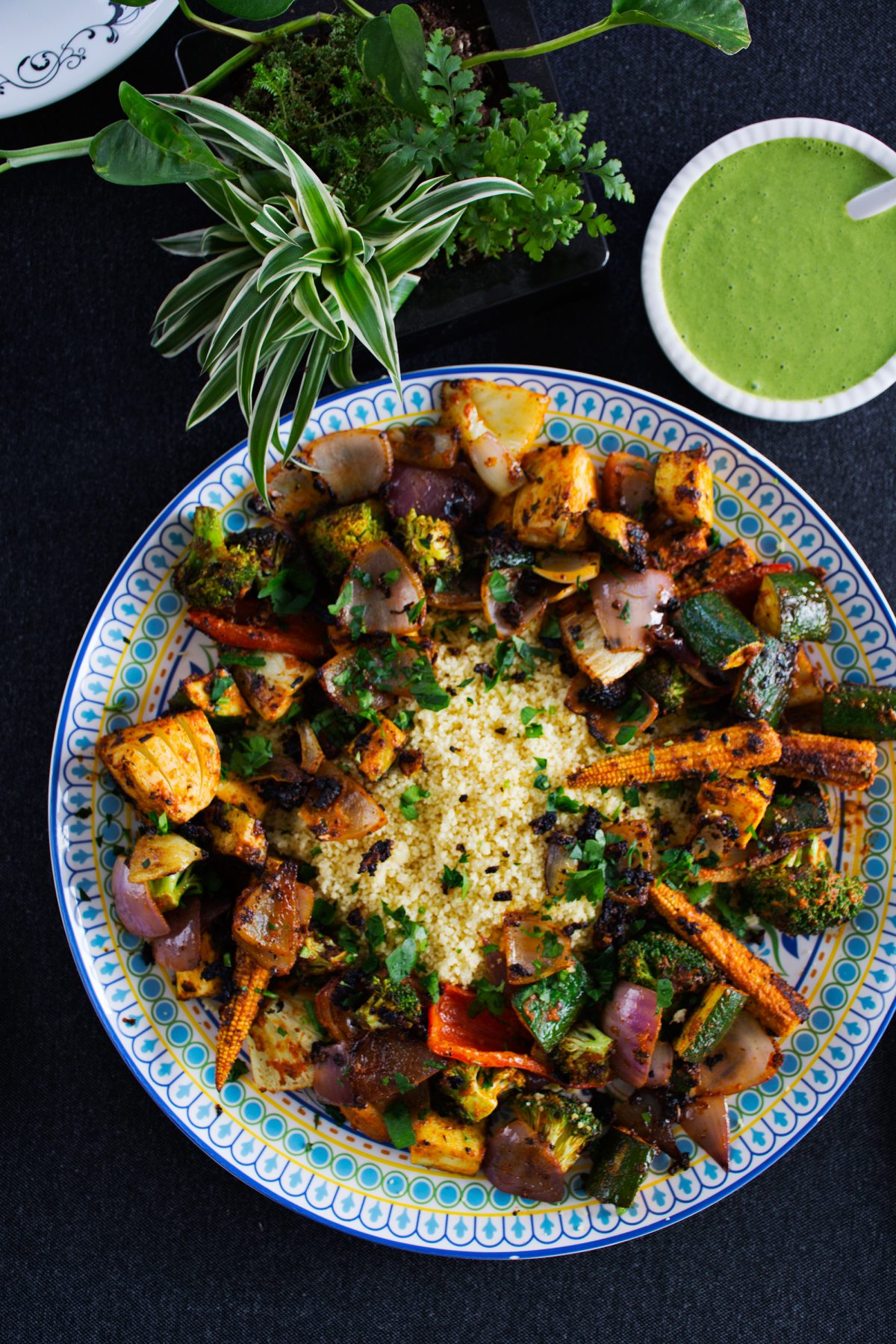 Tandoori Chicken Thighs (with Grilled Vegetables and Couscous) - thespiceadventuress.com