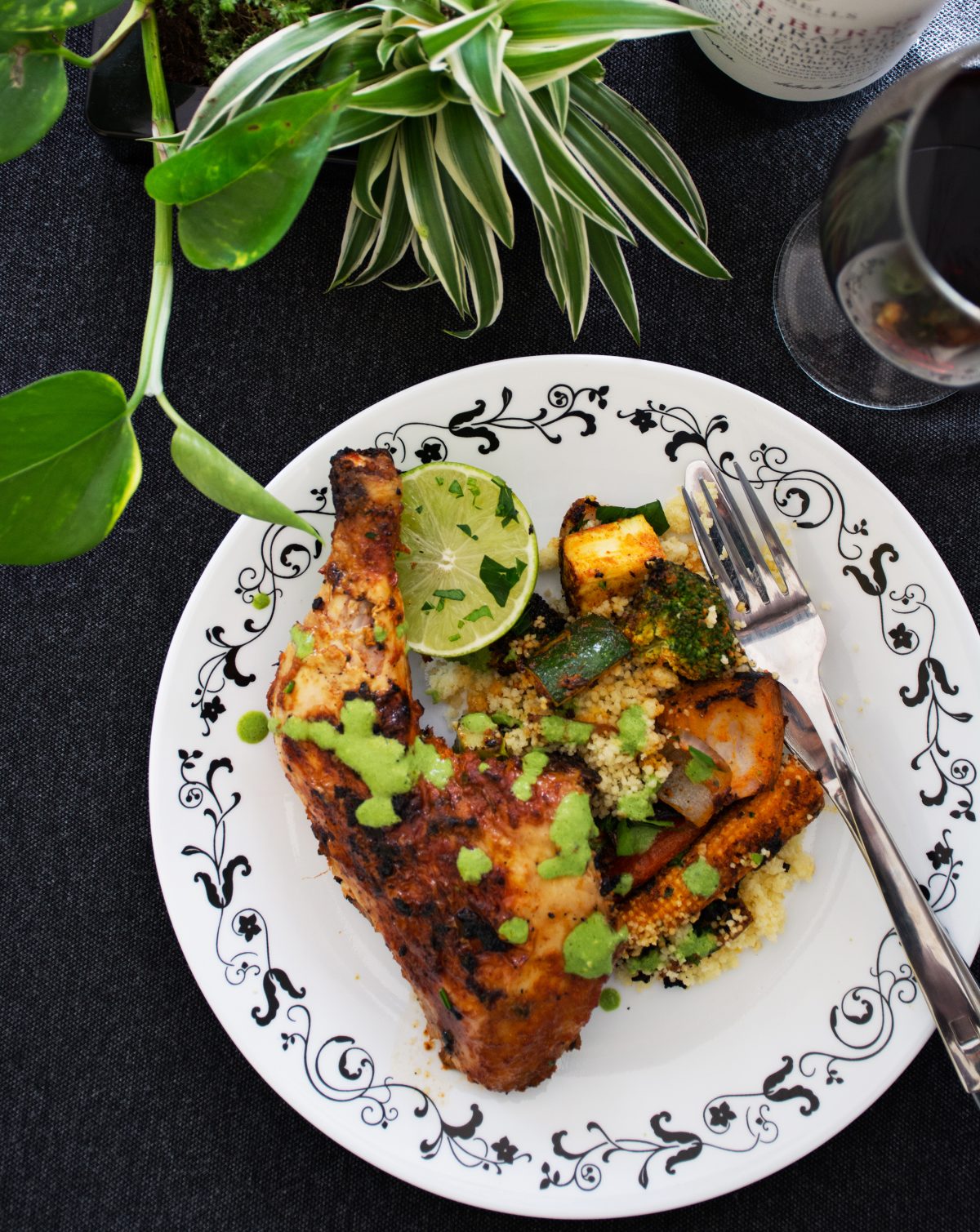 Tandoori Chicken Thighs (with Grilled Vegetables and Couscous) - thespiceadventuress.com