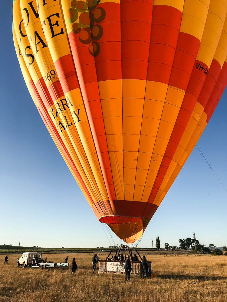 Red and yellow hot air balloon