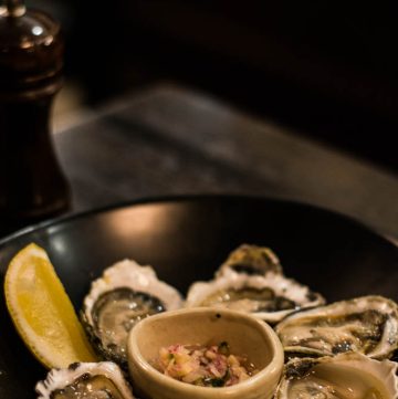 Freshly shucked oysters with dressing