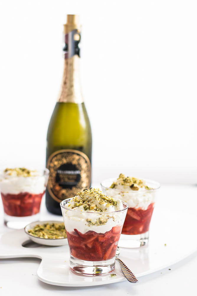 Strawberries, Sparkling Wine, Crème Chantilly, Pistachios - thespiceadventuress.com