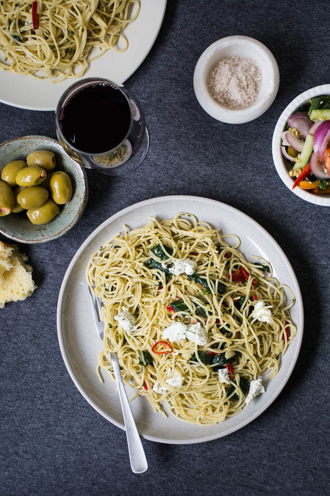 Pasta with Spinach and Goat’s Cheese - thespiceadventuress.com