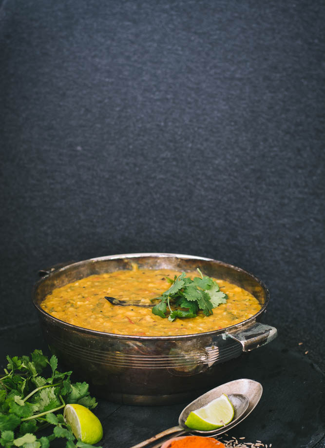 Khichdi (Lentil Rice) with Carrot Greens - thespiceadventuress.com