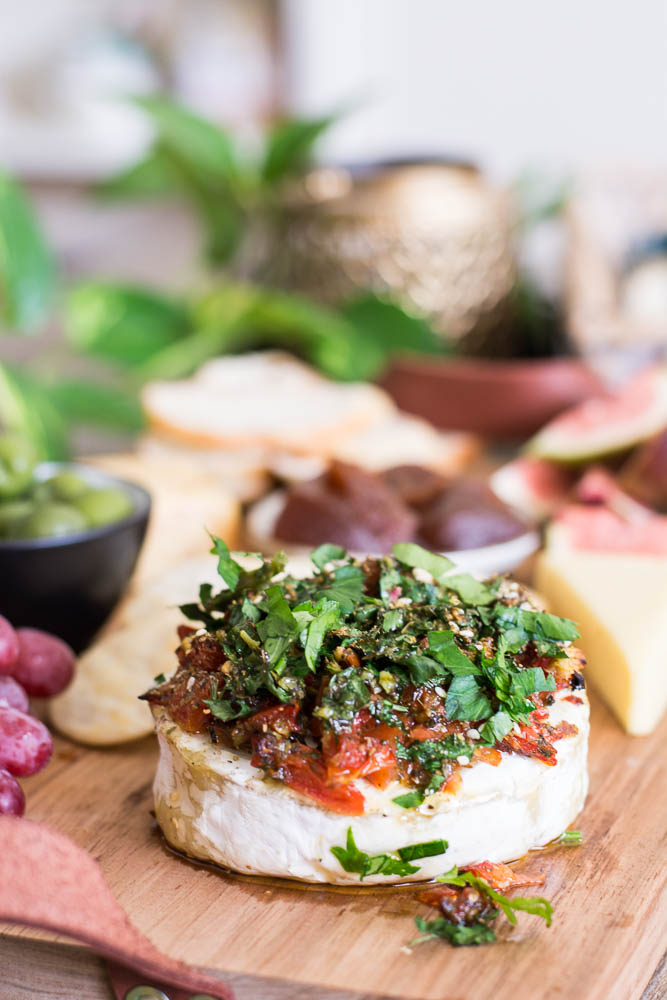 Baked Brie (with Sundried Tomatoes, Parsley, Dukkah) - thespiceadventuress.com