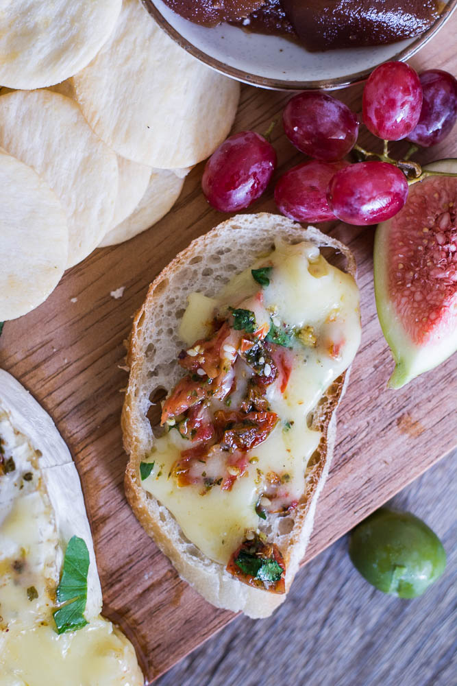 Baked Brie (with Sundried Tomatoes, Parsley, Dukkah) - thespiceadventuress.com