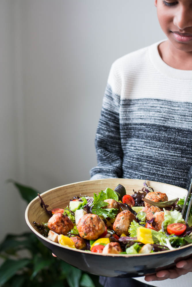 Chicken Meatball Salad - thespiceadventuress.com