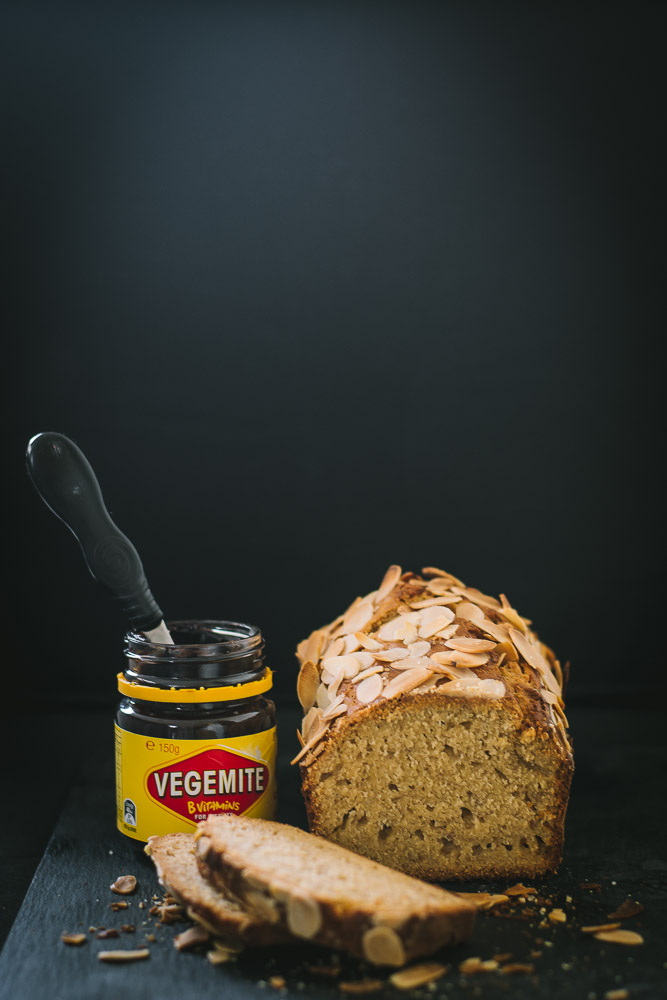 Banana Bread (with Vegemite and Almond Flakes) - thespiceadventuress.com