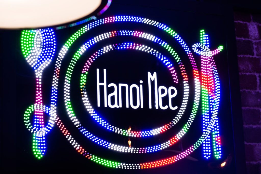 Hanoi Mee Kitchen restaurant neon sign