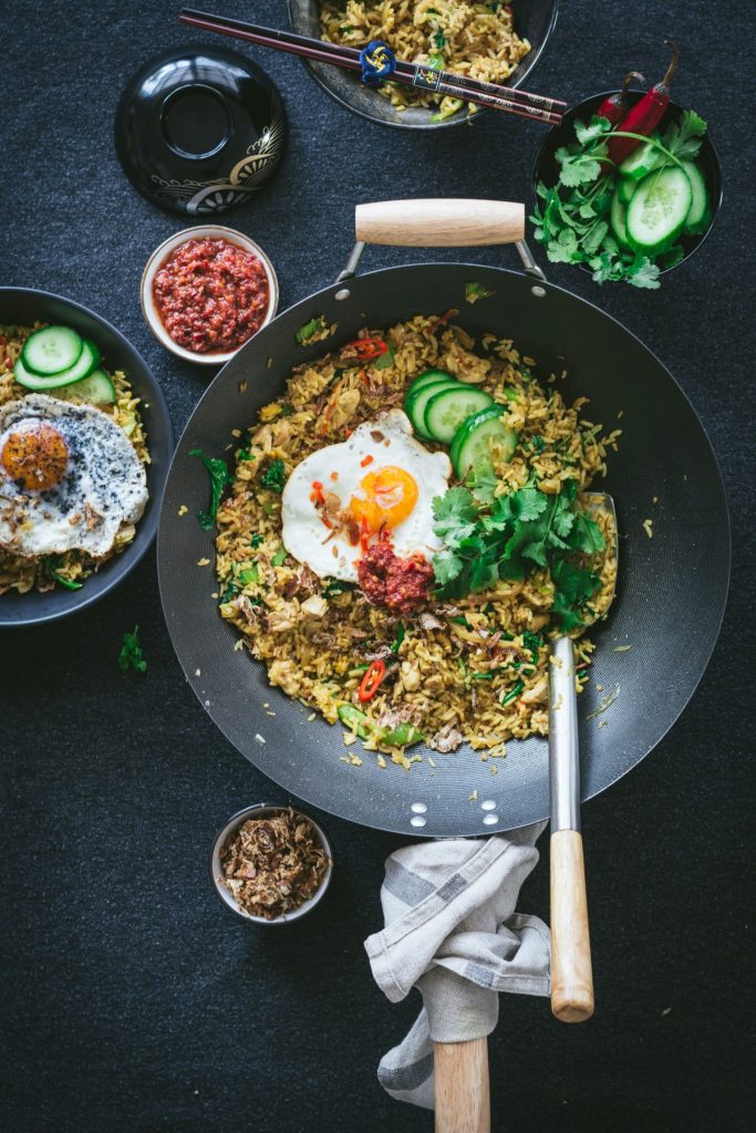 Asian style Chicken Fried Rice in Wok