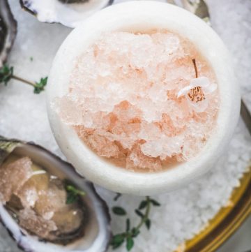 Oysters with Rose wine granita