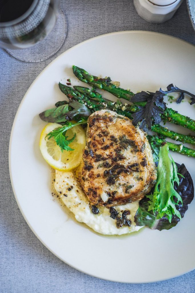 Pork fillets, Mashed potatoes, Asparagus, Parsley Pesto - The Spice ...