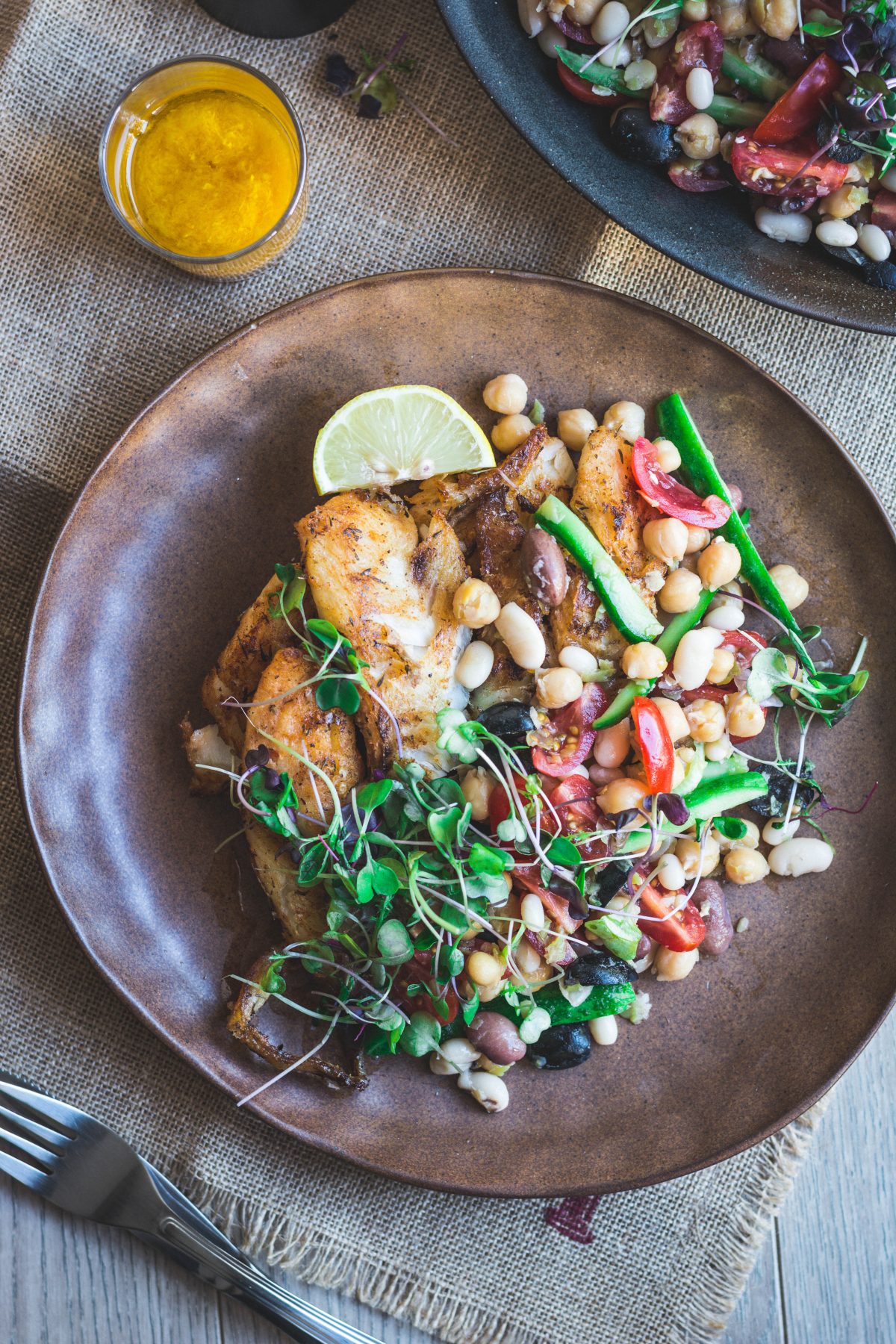 Pan Seared Cod with Mixed Dried Beans Salad - thespiceadventuress.com