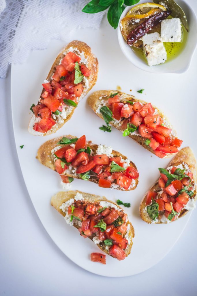 Bruschetta with Marinated Feta - thespiceadventuress.com