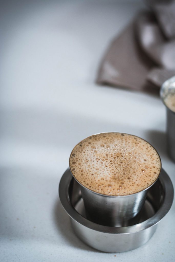 a glass of South Indian filter coffee