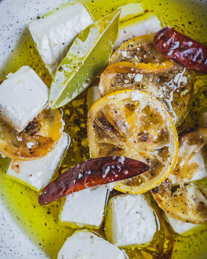 Bruschetta with marinated feta 