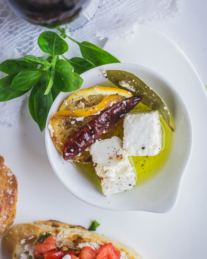 Bruschetta with marinated feta 