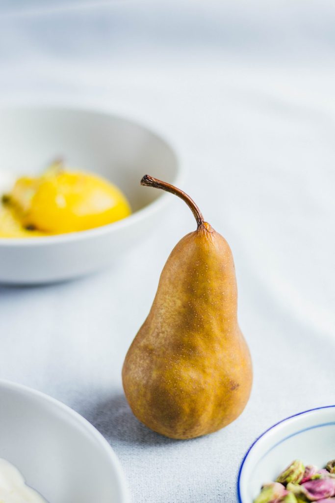 Poached Pears (with Cardamom, Saffron and Pistachios) - thespiceadventuress.com