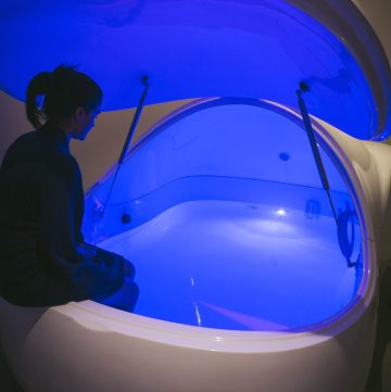 woman in floatation therapy tub