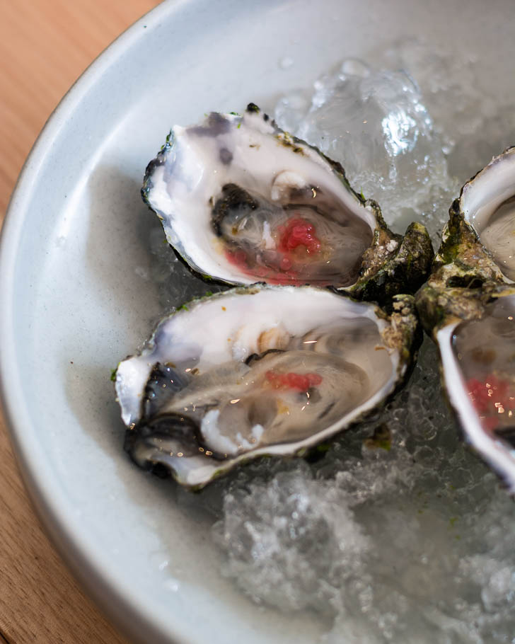 Freshly shucked oysters – fingerlime and rivermint