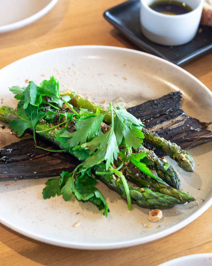 asparagus on paperbark